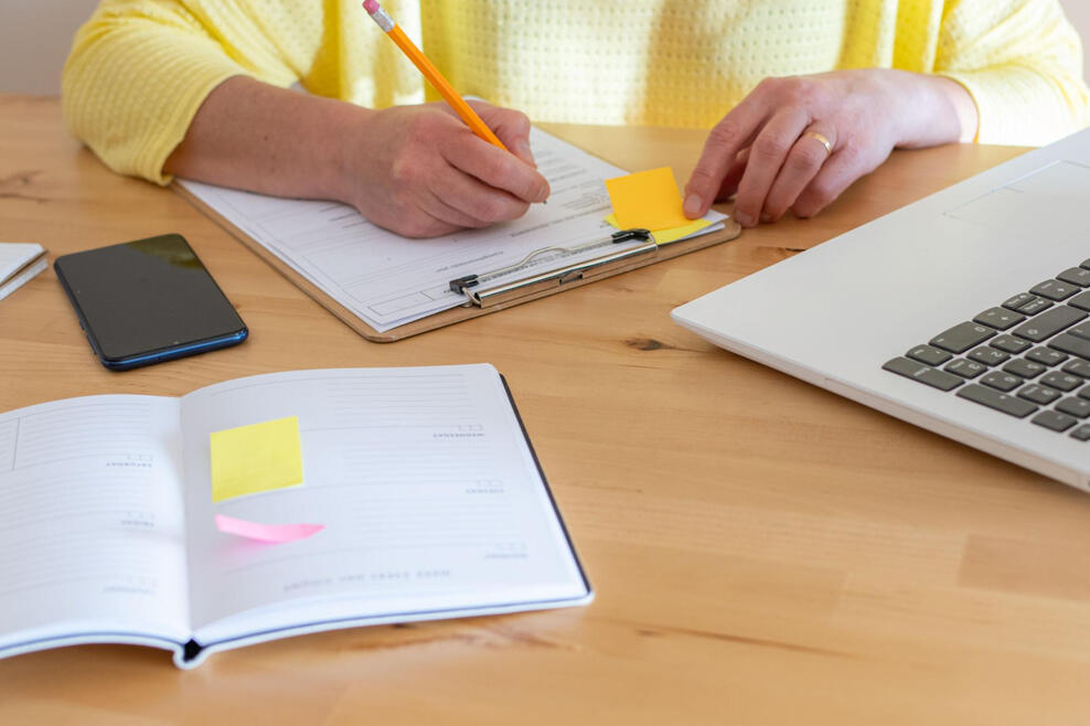 Planning ahead with a pencil and planner